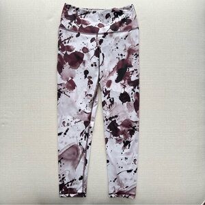 Zella Leggings High Waist Printed Leggings Maroon Splattered Size XS